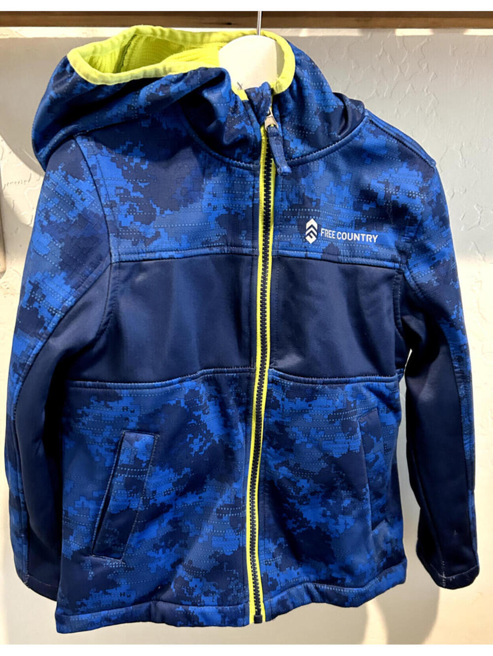 Free Country Kids Blue Camo Full Zip Hooded Jacket Size 5/6